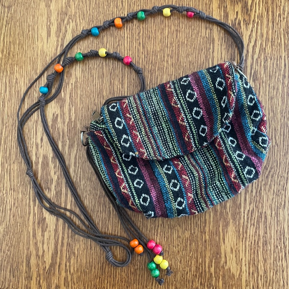 Boho Beaded‎ Aztec Crossbody Shoulder Strap Purse Bohemian Y2K Hippie Beads